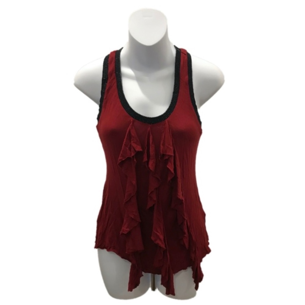 Guess Red Ruffle Racerback Tank Top